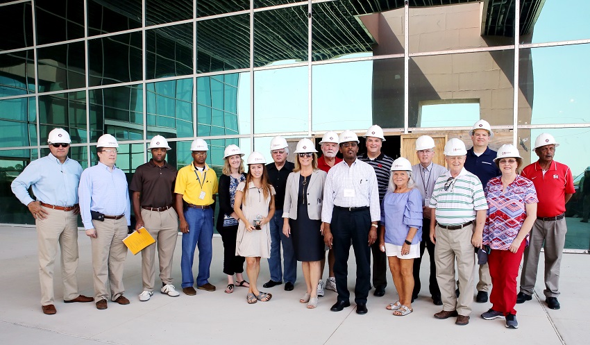On July 13, officials from the Mississippi House and Senate, the Mississippi Department of Finance and Administration and the Bureau of Building, Grounds and Real Property Management toured East Mississippi Community College’s Center for Manufacturing Technology Excellence 2.0, which is under construction.